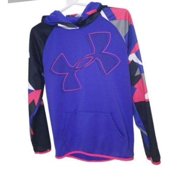Under Armour Boys Hoodie XL Blue Loose Coldgear Logo Graphic Sportswear X-Large - Picture 1 of 3